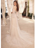 Strapless Beaded Lace Tulle Wedding Dress With Detachable Cape